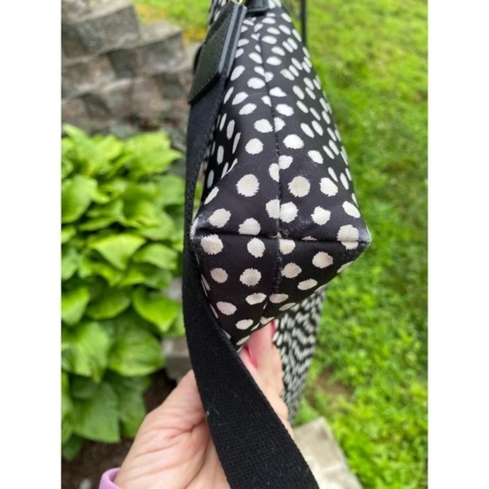 Kate Spade Wilson Road Musical Dots Laptop Bag Black White Polka Dot   Crossbody